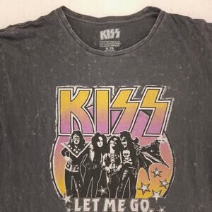 Kiss Let Me Go Rock N Roll Band Crew Neck T Shirt Mens Size Extra Large XL Gray